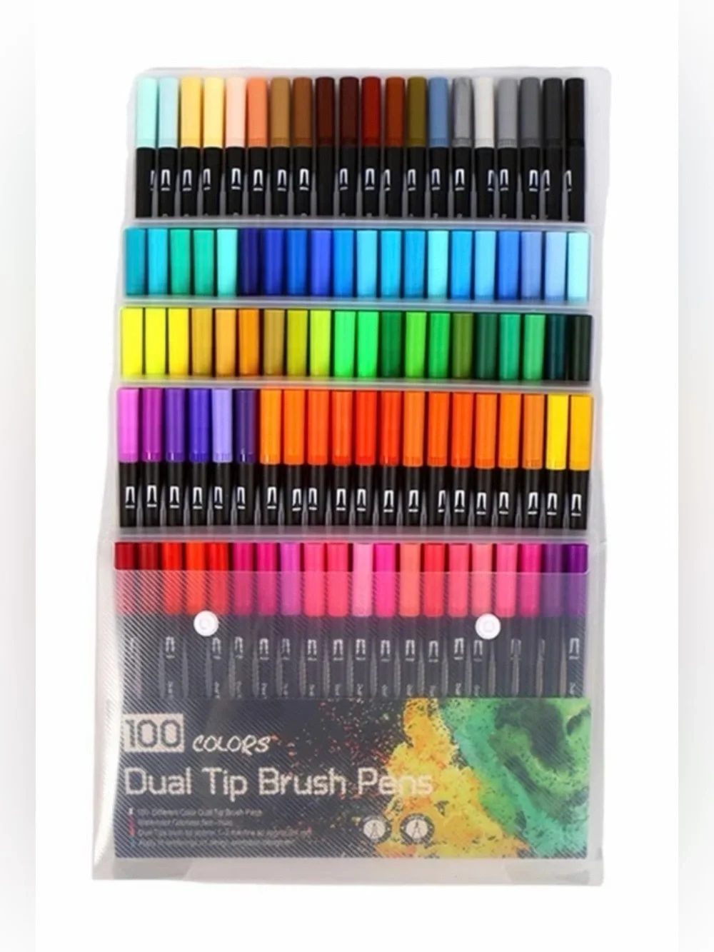100 Colors Dual Tip Brush Pens Watercolor Markers Fineliner Art Set